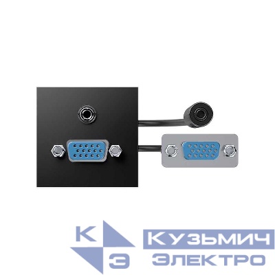 Модуль с адаптером проходной VGA + MiniJack мама/мама черн. Simon 400 40000191-038