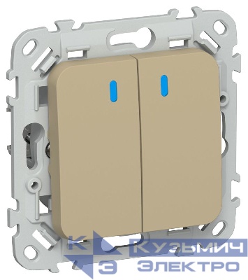 Выключатель 2-кл. СП FLITE ВС12-1-1-ФлХ 10А с индикацией механизм хаки IEK FI-V20-1-10-1-K59