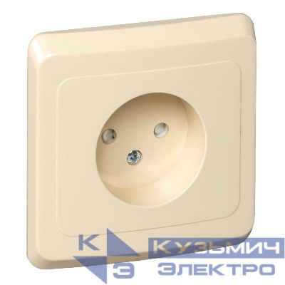 Розетка 1-м СП Этюд 16А IP20 250В без заземл. защ. шторки крем. SE PC16-002K