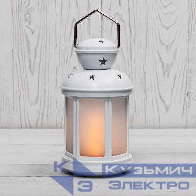 Фонарь декоративный 12х12х20.6см тепл. бел. эффект пламени свечи корпус бел. Neon-Night 513-067
