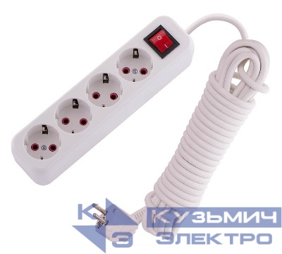 Удлинитель 4х7м с заземл. 16А IP20 Lila с выкл. LEZARD 720-0407-402