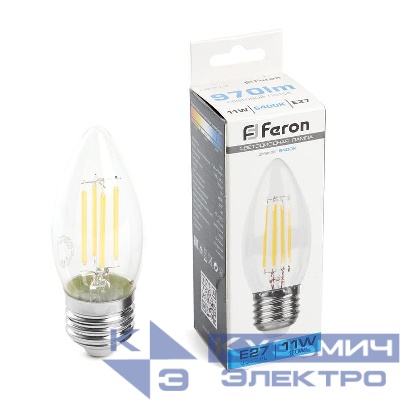 Лампа светодиодная LB-713 11Вт прозрачная 6400К E27 230В FERON 38274