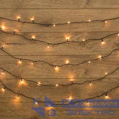 Гирлянда светодиодная "Твинкл Лайт" 10м 80LED тепл. бел. 5.7Вт 220-240В IP20 с контроллером 8 режимов провод ПВХ темн. зел. Neon-Night 303-046