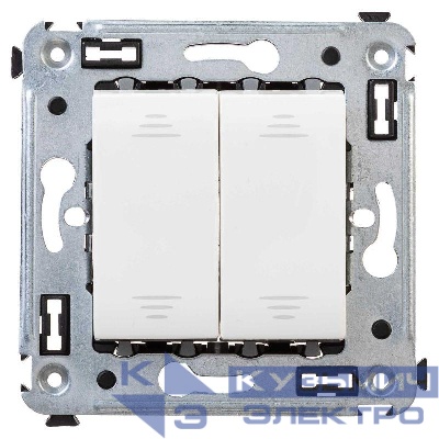 Переключатель 2-кл. 2мод. СП Avanti "Белое облако" 16А IP20 бел. DKC 4400114