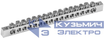 Шина PEN "земля-ноль" 6х9мм 16/2 Ni (16групп/крепеж по краям) IEK YNN11-16-100-N