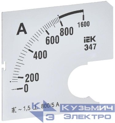 Шкала сменная для амперметра Э47 800/5А-1.5 72х72мм IEK IPA10D-SC-0800