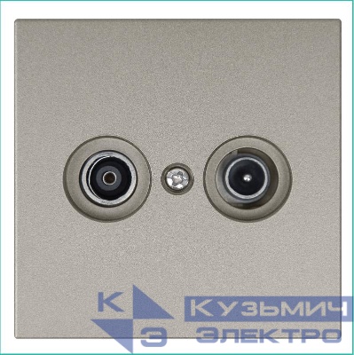 Розетка телевизионная оконечная TV + FM 2-м СП FD Ф9.5мм с накладкой механизм бронза Jasmart FD6204BR