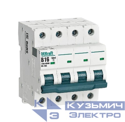 Выключатель автоматический модульный 4п B 16А 10кА ВА-105 DEKraft 13141DEK