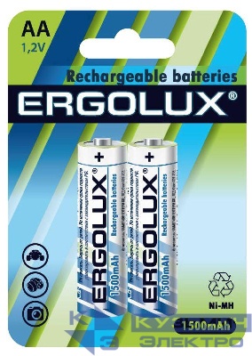 Аккумулятор AA Ni-MH 1.2В 1500мА.ч BL-2 металлик (блист.2шт) Ergolux 12975