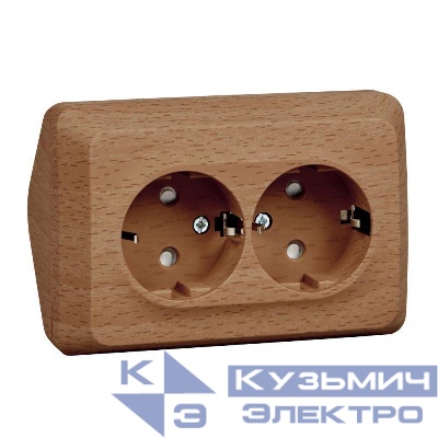 Розетка угловая 2-м ОП Этюд 16А IP20 250В с заземл. защ. шторки бук SE PA16-108T