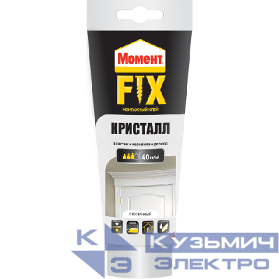 Клей монтажный "Момент FIX" кристалл 185г Момент Б0047947