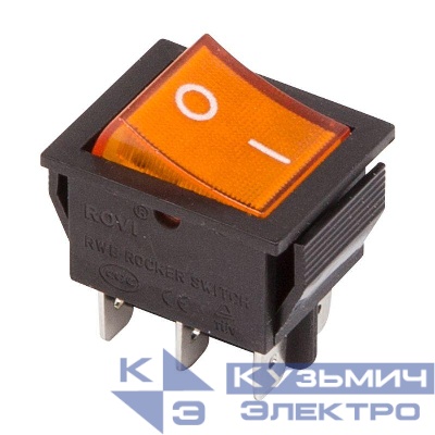 Выключатель клавишный 250В 15А (6с) ON-ON с подсветкой (RWB-506; SC-767) желт. Rexant 36-2353