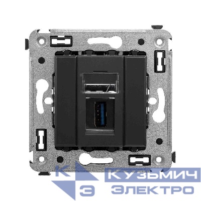 Розетка USB 3.0 1-м СП Avanti "Черный матовый" тип А-А DKC 4412303