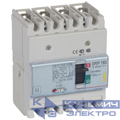 Выключатель автоматический 4п 25А 16кА DPX3 160 термомагнитн. расцеп. Leg 420011