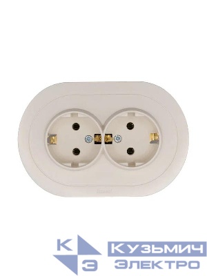 Розетка 2-м СП OSEN с заземл. ПБТ круглая механизм сл. кость LEZARD 744-9000-127B