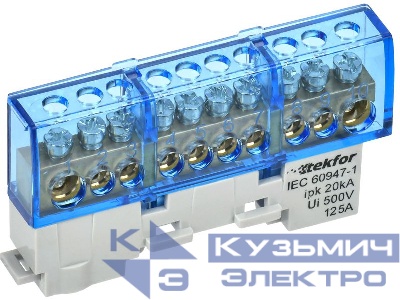 Шина нулевая N изол. на универс. держ. 8х12-10-С TEKFOR IEK TF-NN20-10-KL-K07