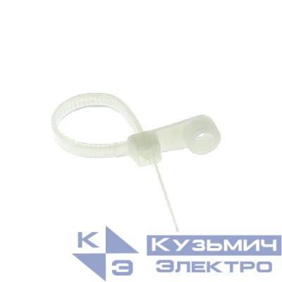 Хомут кабельный 3.6х200 нейл. бел. с отверстием для крепления (уп.100шт) EKF plc-c-o-3.6x200