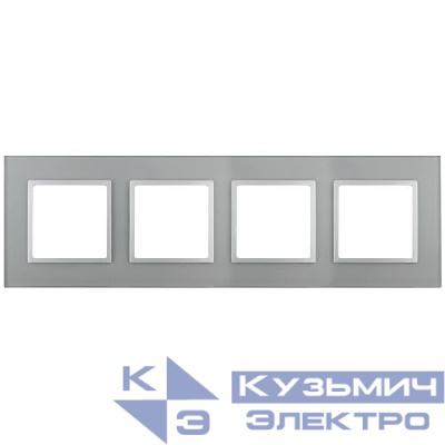 Рамка 4-м 14-5104-03 стекло Elegance алюм.+алюм. ЭРА Б0034526