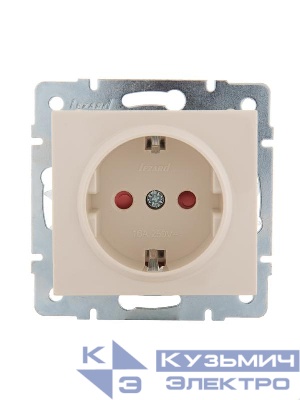 Розетка 1-м Rain защ. шторки керамика механизм крем. LEZARD 703-0388-124