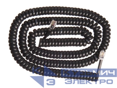 Шнур телефонный витой (4р4с) 7,5 метра / черный, NETKO Optima