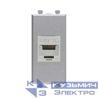 Розетка компьютерная 1мод. Avanti "Закаленная сталь" RJ45 кат.5E без шторок экранир. модульная механизм DKC 4404761