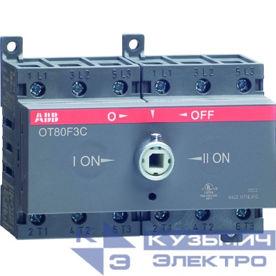 Рубильник реверсивный OT80F3C 80А (75А AC23) ABB 1SCA105402R1001