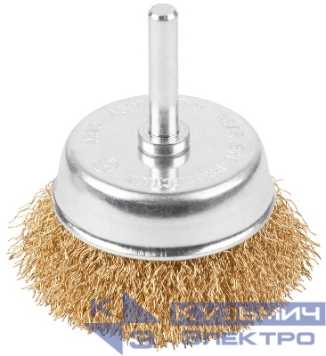 Щетка для дрели тип "Чашка" латун. витая проволока 0.3мм 65мм блист. Profi Cutop 82-911