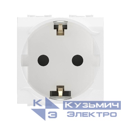Розетка 1-м СП 2мод. Brava 16А IP20 с заземл. защ. шторки бел. DKC 76482B