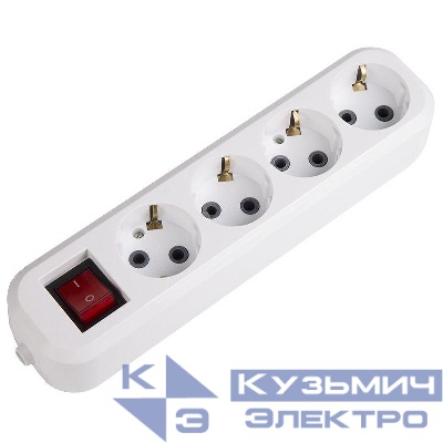 Колодка удлинителя 4-м с заземл. с кнопкой Rexant 11-8716