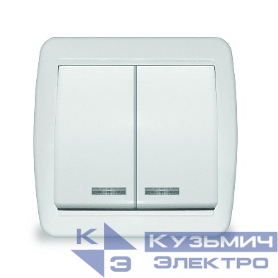 Выключатель 2-кл. ОП Клио с подсветкой 10А IP44 бел. UNIVersal К2227