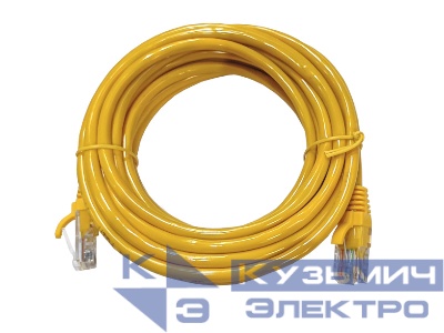 Патч-корд UTP4 cat 5e, 5,0м, ВС, LSZH, желтый, литой коннектор NETKO Optima