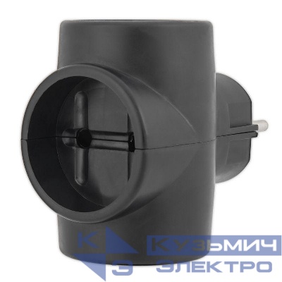 Разветвитель 3-м без заземл. 6-10А черн. Rexant 11-1076