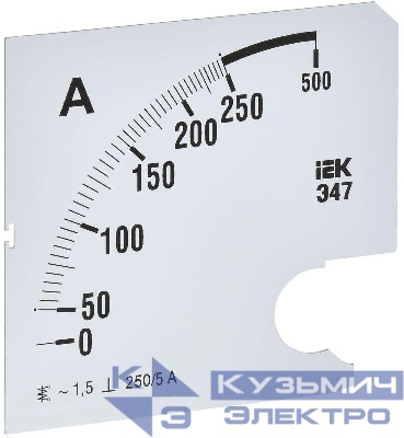 Шкала сменная для амперметра Э47 250/5А-1.5 96х96мм IEK IPA20D-SC-0250