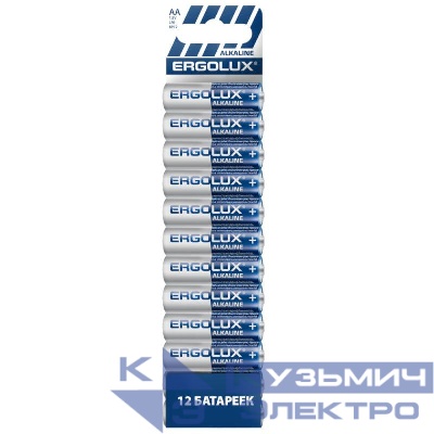 Элемент питания алкалиновый AA/LR6 1.5В Alkaline BP12 ПРОМО (уп.12шт) Ergolux 15199