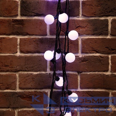 Гирлянда светодиодная "Мультишарики" 10м d38мм 40LED бел. 5Вт IP65 провод ПВХ черн. (нужен шнур питания 303-500) Neon-Night 303-575