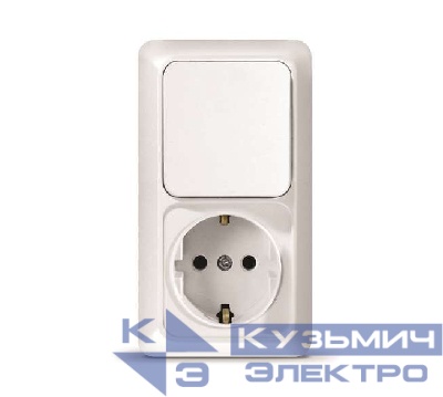 Блок ОП Олимп 1-кл. вык.+ роз. с заземл. верт. бел. UNIVersal О0038