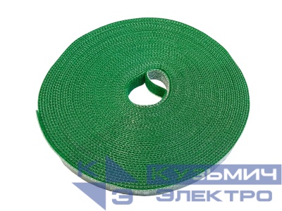 Лента-липучка многоразовая 10мм*10м, с насечками для отрыва (каждые 2 см), зеленая NETKO Optima