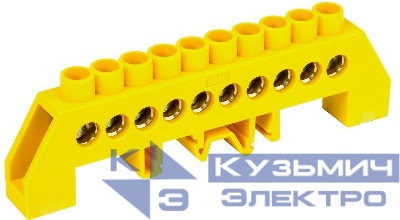Шина PE "земля" в комб. DIN-изол. "Стойка" ШНИ-8х12-10-КС-Ж IEK YNN10-812-10DP-K05