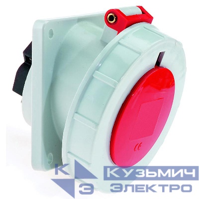 Розетка встраиваемая 32А 4п 3P+PE 6ч 400В IP67 наклонная 85х85 Bals 12329