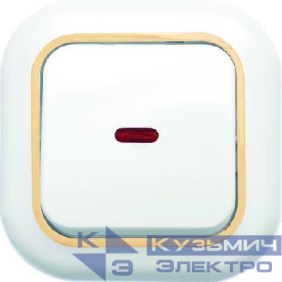 Выключатель 1-кл. СП Валентина 10А IP20 С16-068 с индикацией бел./зол. Кунцево 7646