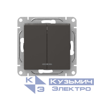 Выключатель 2-кл. СП Эпика с подсветкой механизм мокко EKF UP1-SWM-24