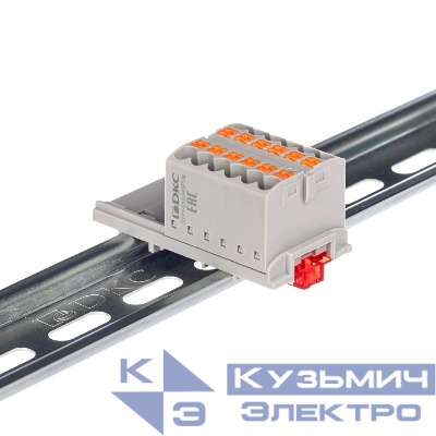 Блок распределительный с вертикал. адаптером на рейки шир. 15/35мм зажим push-in 12 точек подключения 2.5кв.мм сер. DKC DTP1-012-04SPUG-V