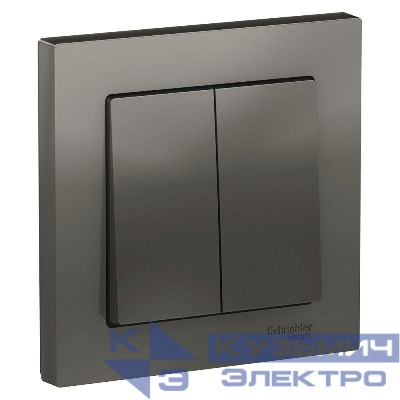 Выключатель 2-кл. СП AtlasDesign 10А IP20 (сх. 5) 10AX в сборе сталь SE ATN000952