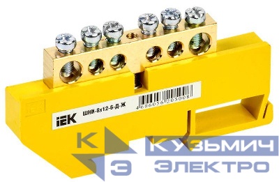 Шина PE "земля" на DIN-изол. ШНИ-8х12-6-Д-Ж IEK YNN10-812-6D-K05