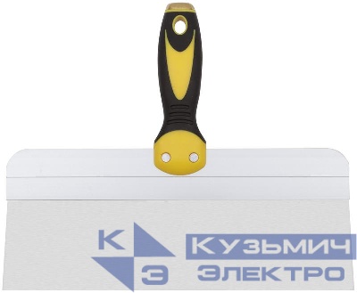 Шпатель фасадный нержавеющий профи прорезиненная ручка сметал. бойком 300мм FIT 06444