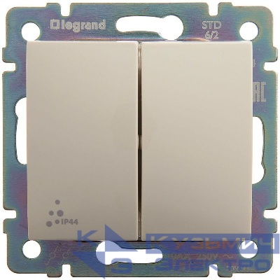 Переключатель проходной 2-кл. СП Valena 10А IP44 250В механизм сл. кость IEK 774198