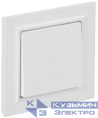 Выключатель 1-кл. СП BRITE ВСР10-1-0-БрАБ 10А в сборе арктич. бел. IEK BR-V10-0-10-K91-F