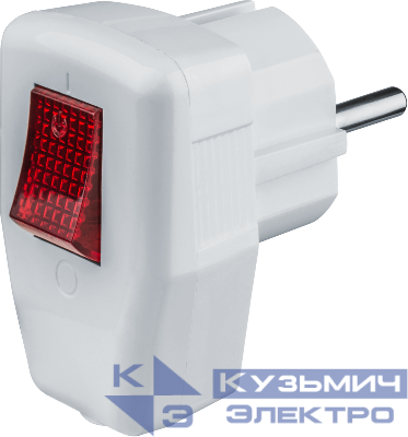Вилка угловая 61 364 NCA-PL05-16A-ESC-WH с заземл. с выкл. бел. Navigator 61364