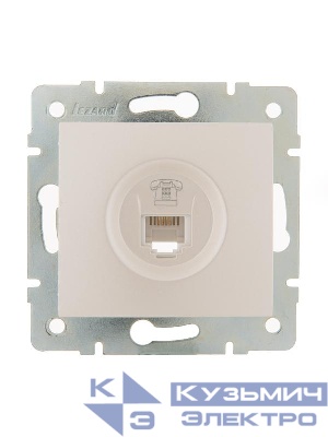 Розетка телефонная 1-м СП Karina RJ11 механизм жемчуж./бел. перламутр. LEZARD 707-3088-137