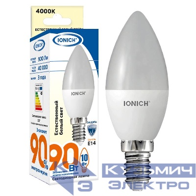 Лампа светодиодная ILED-SMD2835-C37-10-900-220-4-E14 IONICH 1551